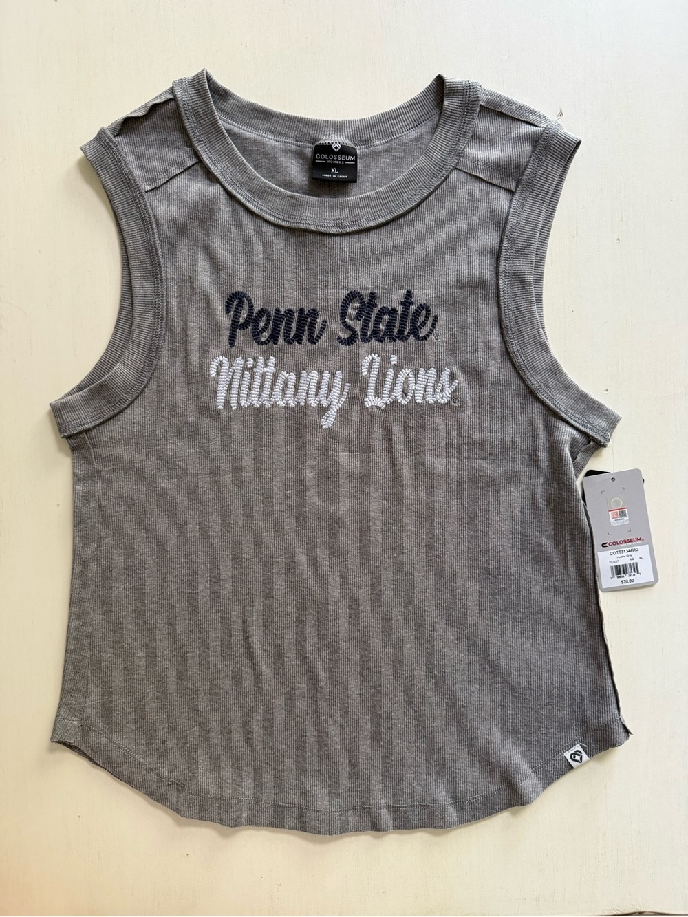 Colosseum Women’s Penn State Nittany Lions Gray Sleeveless Tee NWT XL